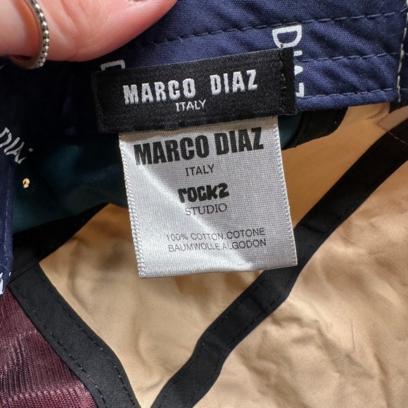 Marco Diaz Italy Rock2 Studio 5 Panel Colorblock Camper Hat Tan Pink Teal Blue - Picture 7 of 8